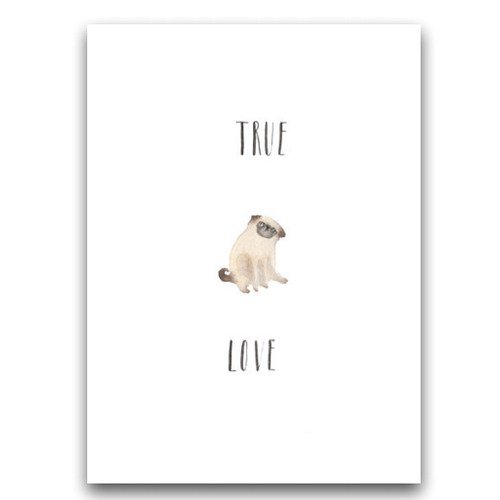 открытка yetti счастливые праздники Открытка Pug Love