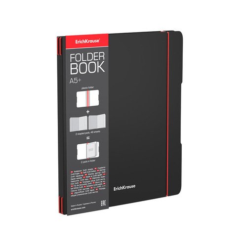 Тетрадь общая ученическая в съемной пластиковой обложке ErichKrause FolderBook Accent А5+, 2x48 листов в клетку, красная