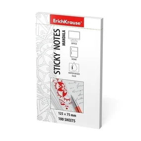 Бумага для заметок с клеевым краем ErichKrause Mandala, 125 х 75 мм, 100 листов, белый