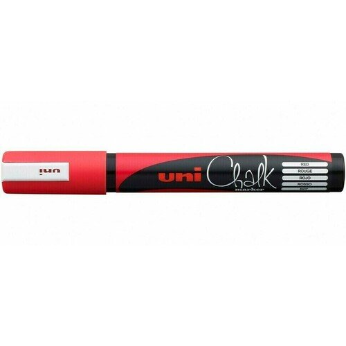 цена Меловой маркер Uni Chalk PWE-5M, пулевидный, 2.5 мм, красный