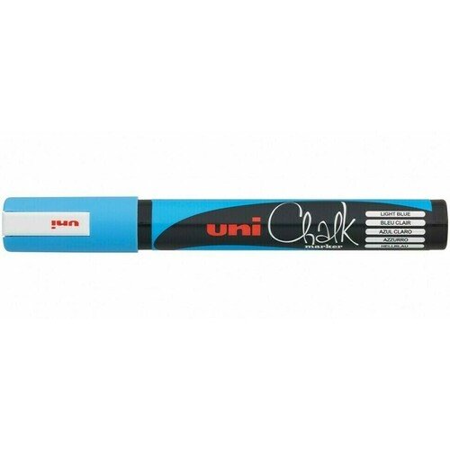 Меловой маркер Uni Chalk PWE-5M, пулевидный, 2.5 мм, голубой
