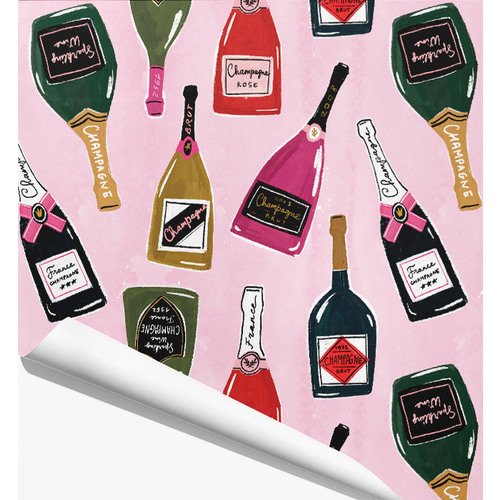 Упаковочная бумага Красота в Деталях Шампанское на розовом фоне, 70 х 100 см