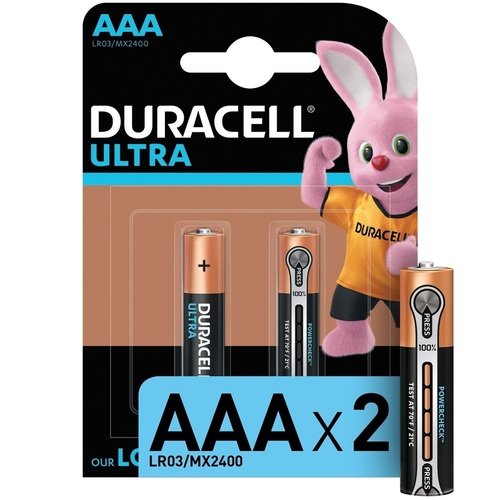 Батарейки Duracell ULTRA AAА (LR03), щелочные, КОМПЛЕКТ 2 шт., в блистере батарейки duracell aaа lr03 щелочные комплект 4 шт в блистере