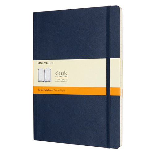 Блокнот Moleskine Classic Soft XLarge, 190 х 250 мм, 192 страниц, линейка, мягкая обложка, синий сапфир