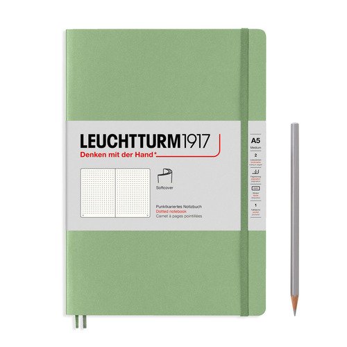 

Записная книжка Leuchtturm А5, в точку, пастельный зеленый, 123 страниц, мягкая обложка