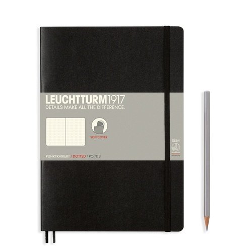 Записная книжка Leuchtturm Composition В5, в точку, черная, 123 страниц, мягкая обложка