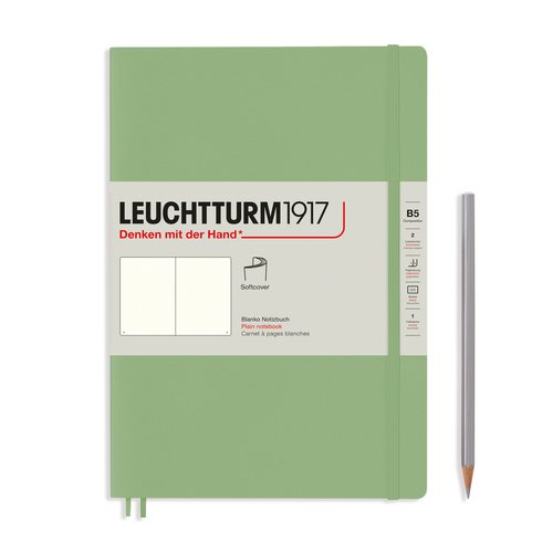 Записная книжка Leuchtturm Composition В5, нелинованная, пастельный зеленый, 123 страниц, мягкая обложка