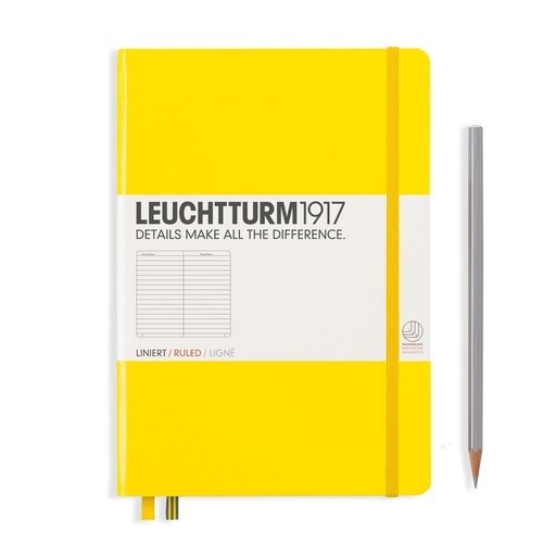 Записная книжка Leuchtturm A5, в линейку, лимонная, 251 страниц, твердая обложка