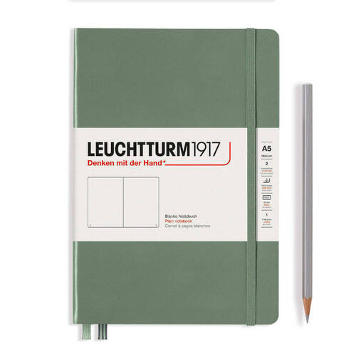 Записная книжка Leuchtturm, A5, нелинованный 251 страница, оливковая, твердая обложка 60 листов упаковка наклейки закладки для заметок