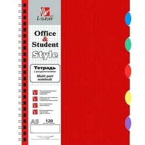 Тетрадь Listoff, 120 листов, в клетку, А5, темно-красная