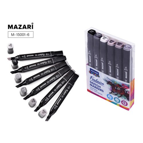 Набор маркеров для скетчинга Mazari Fantasia Warm grey, 6 шт набор маркеров для скетчинга mazari fantasia purple colors 6 шт