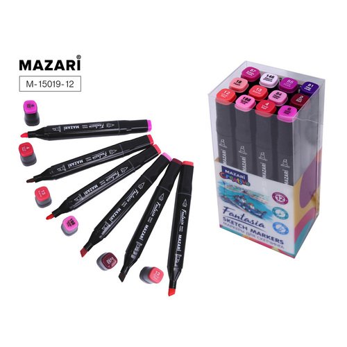 Набор маркеров для скетчинга Mazari Fantasia Berries colors, 12 шт mazari набор двухсторонних маркеров для скетчинга mazari fantasia white 48 цветов чехол на молнии