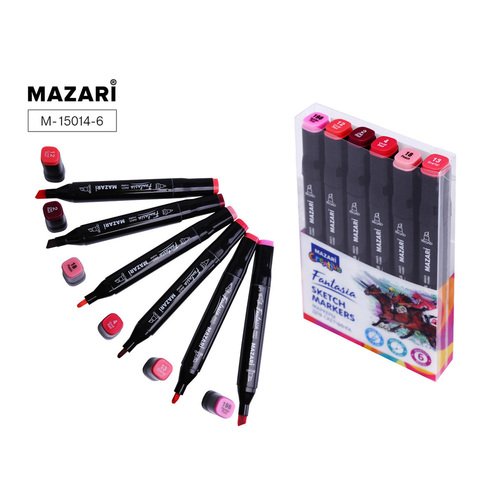 Набор маркеров для скетчинга Mazari Fantasia Pink colors, 6 шт набор маркеров для скетчинга mazari fantasia purple colors 6 шт
