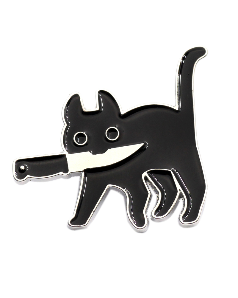 Металлический значок Krumpy Socks Кот с ножом
