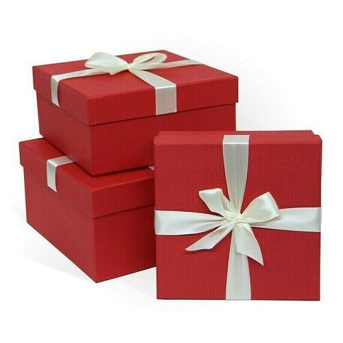 Коробка подарочная с бантом тиснение Рогожка, 190x150x90 мм, красная коробка case подарочная красная