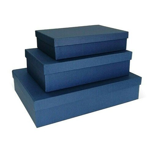 Коробка подарочная тисненая бумага Рогожка, 250x170x60 мм, синяя