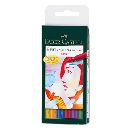 Набор капиллярных ручек Faber-Castell Pitt Artist Pen Brush Basic, 6 шт faber castell bicolor paint pen 24 color