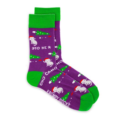 Носки Krumpy Socks НГ Wow Котик с ёлкой, 40-45 носки мужские носки женские носки унисекс новогодние с сантой и оленем р 37 43