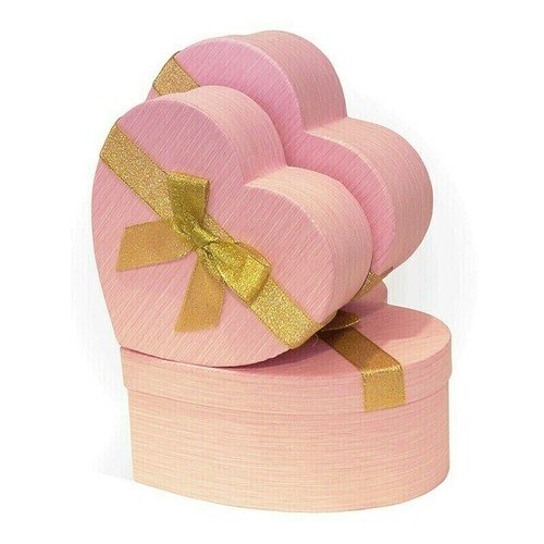 Коробка подарочная РутаУпак Сердце с бантом, розовая, 19 х 18 х 7,5 см