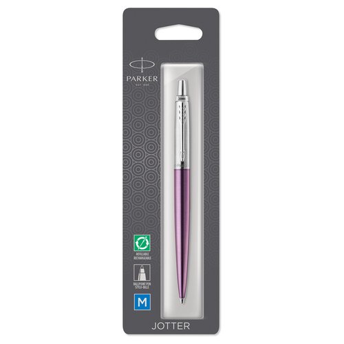 ручка parker s0947310 Ручка шариковая Parker Jotter Victoria Violet Chrome CT, фиолетовая, синие чернила, 1,0 мм