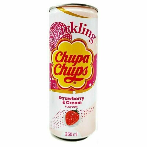 Напиток газированный Chupa Chups Клубничный крем, 250 мл chupa chups strawberry milk sparking soda 345 ml