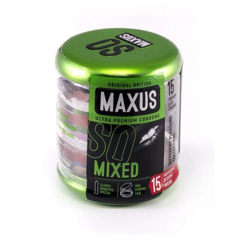 Презервативы Maxus Mixed, набор №15, в железном кейсе