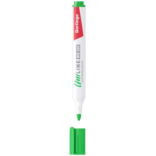 Маркер для белых досок Berlingo Uniline WB300, зеленый, пулевидный, 3 мм маркер для досок think 2 мм черный