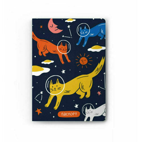 Обложка для паспорта Коты в космосе