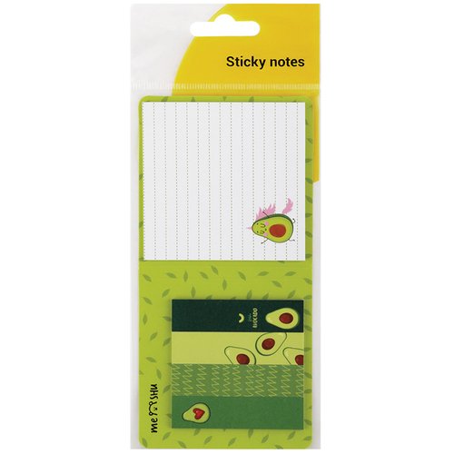 Флажки-закладки и самоклеящиеся блоки в наборе MESHU Avocado, 74х74мм, 60х15мм, 25л