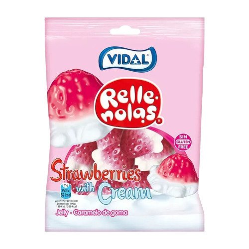 Жевательный мармелад Vidal Strawberries With Cream, 90 г мармелад жевательный piratmarmelad кровавые глаза сливочный вкус 125 г