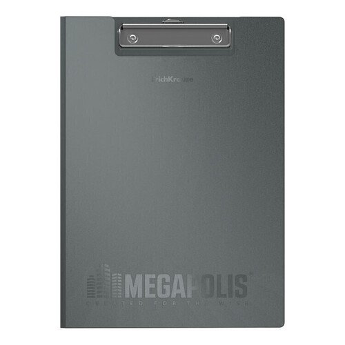 цена Папка-планшет пластиковая ErichKrause® Megapolis, A4, серый 50144
