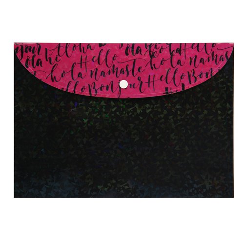 Папка-конверт на кнопке КОКОС Bonjour А4 230х320 мм 015 мм непрозрачная с рисунком голографические искры 212076 120₽