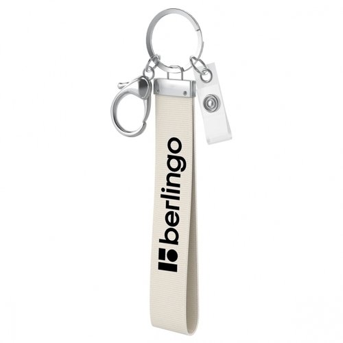 Держатель для бейджей Berlingo ID 400 текстильный 12см с карабином и клипом светло-серый PDk_01018 350₽
