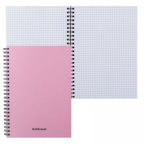 Тетрадь ErichKrause Candy общая, А5, 80 листов, с пластиковой обложкой, на спирали, в клетку, розовый перламутр