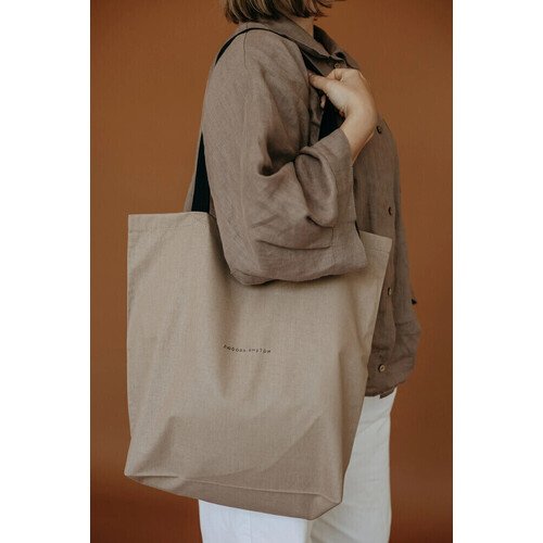 Шоппер с подкладом Субтропики какао черные ручки 1350₽