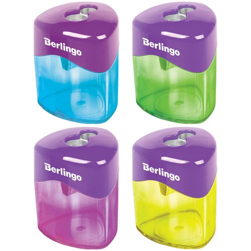 Точилка Berlingo DoubleColor, пластиковая, 2 отверстия, контейнер, в ассортименте
