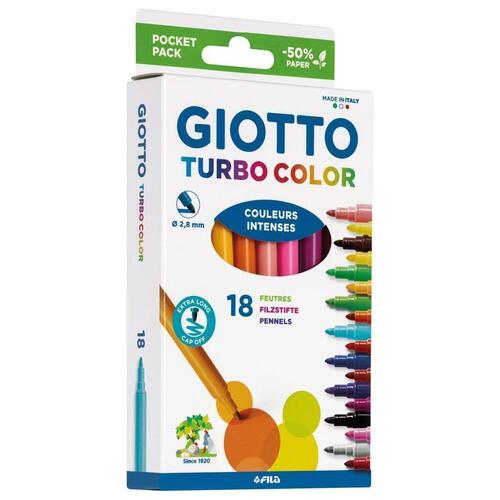 Фломастеры GIOTTO TURBO COLOR, 18 цветов фломастер fila giotto джиотто turbo maxi 12 цветов в блистере