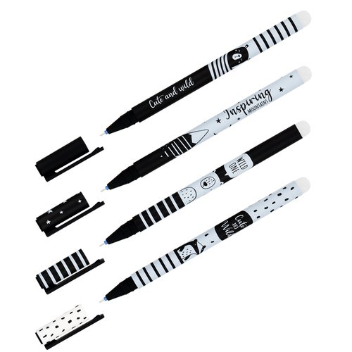 Ручка MESHU Black&White гелевая, стираемая, синяя, 0,5 мм, в ассортименте ручки гелевые со стираемыми чернилами 0 5 мм 85 шт компл