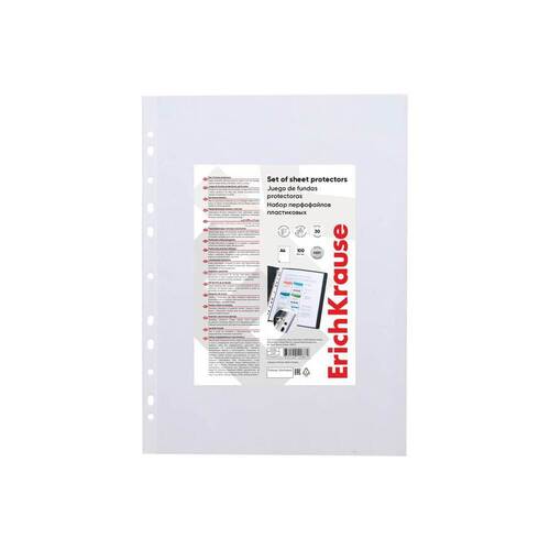 Набор перфофайлов пластиковых ErichKrause Fizzy Clear 40 мкм A4 прозрачный в пакете по 100 штук 580₽