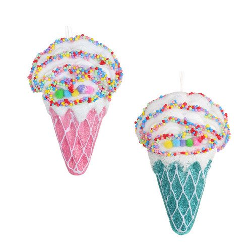 Подвеска декоративная СНОУ БУМ Мороженое-рожок с кремом 11 х 6 х 17 см 2 цвета 275₽