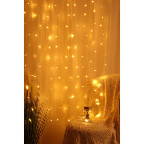 Гирлянда СНОУ БУМ электрическая, занавес, 150LED, шампань, 10 нитей, ПВХ, 220В