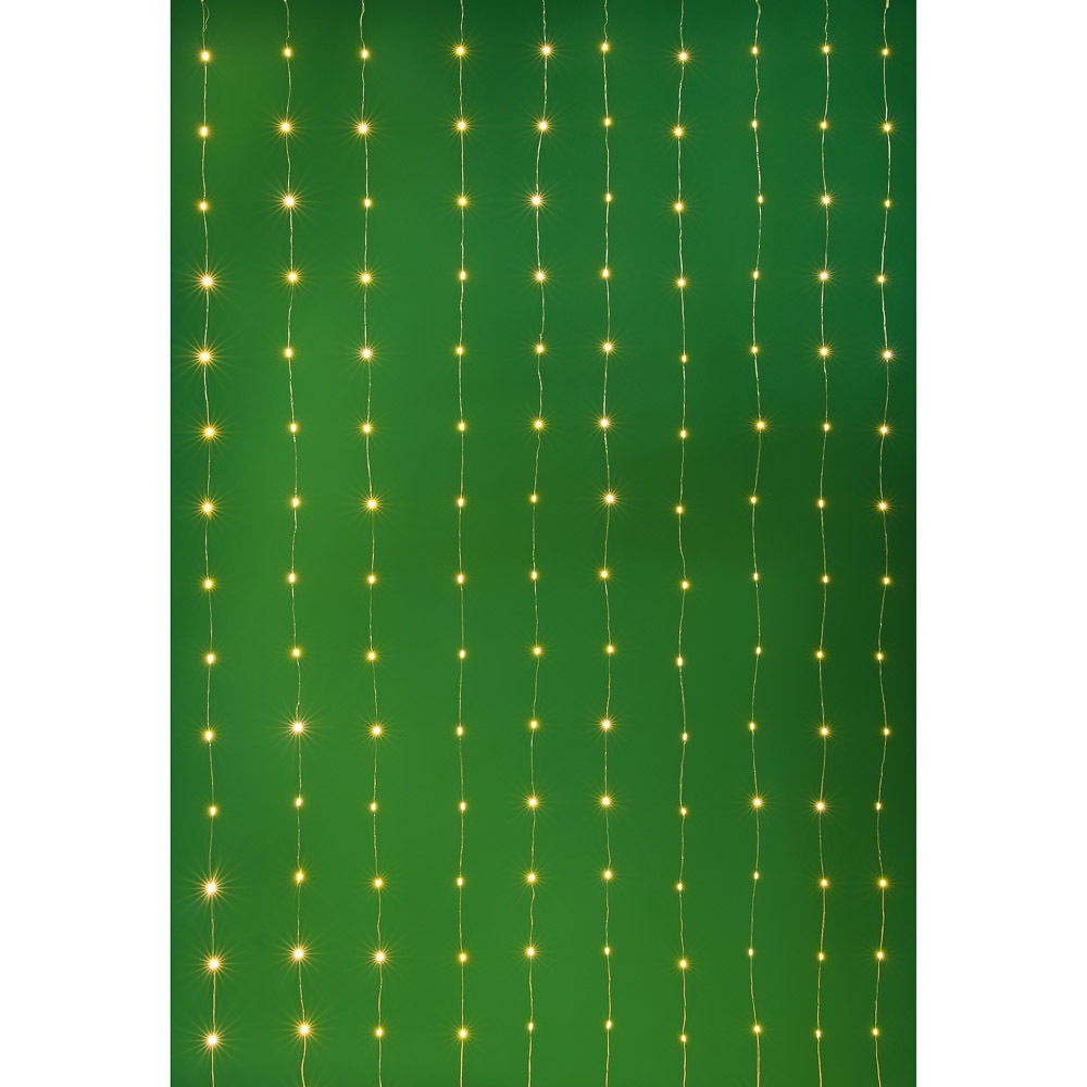 Гирлянда СНОУ БУМ Нить росы медь электрическая, занавес, 300 LED, 3 х 3 м, 10 нитей, шампань, 8 режимов, USB, пульт