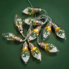 Гирлянда СНОУ БУМ Лампочки с елочками электрическая, 2 м, 10LED, шампань, ПВХ, 2 х АА