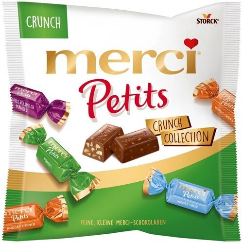 Конфеты Storck Merci Petits Crunch, 125 г конфеты пралине из молочного шоколада sorini biscuits crunchy brownies с молочным кремом 200 г