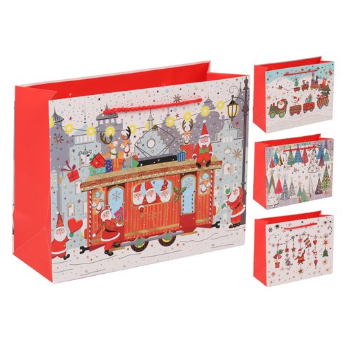 Пакет подарочный КОКОС Новогодние забавы 24 х 19 х 10 см горизонтальный матовая ламинация тиснение фольгой 210гм2 в ассортименте 100₽