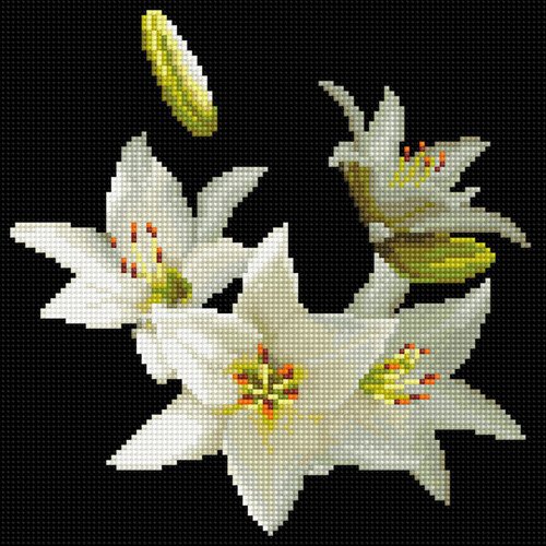 Алмазная мозаика Molly Белые Лилии, 30 х 30 см, 23 цвета