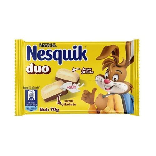 Шоколад Nesquik DUO, белый и молочный шоколад, 70 г какао nesquik 135г витамины