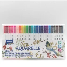 Набор маркеров акварельных двусторонних М-15213-24 Aquarelle Mazari, 24 цвета