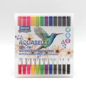 Набор маркеров акварельных двусторонних М-15213-12А Aquarelle Mazari, 12 цветов