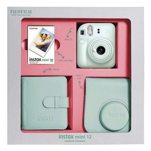 принтер моментальной печати фото для смартфонов fujifilm instax mini link 2 space blue bundle box Набор Instax Mini 12 Mint Green - Bundle Box